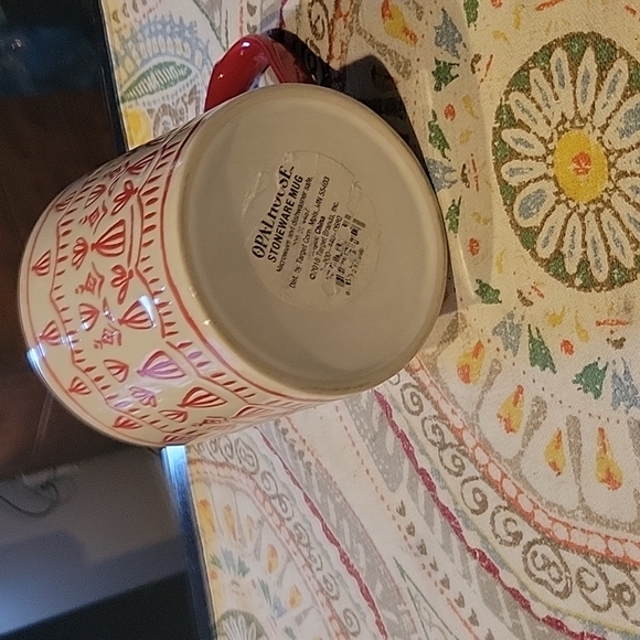 Coffee Mug,Large,Folkart,NWT,Red/white,Perfect  condition - Picture 2 of 6